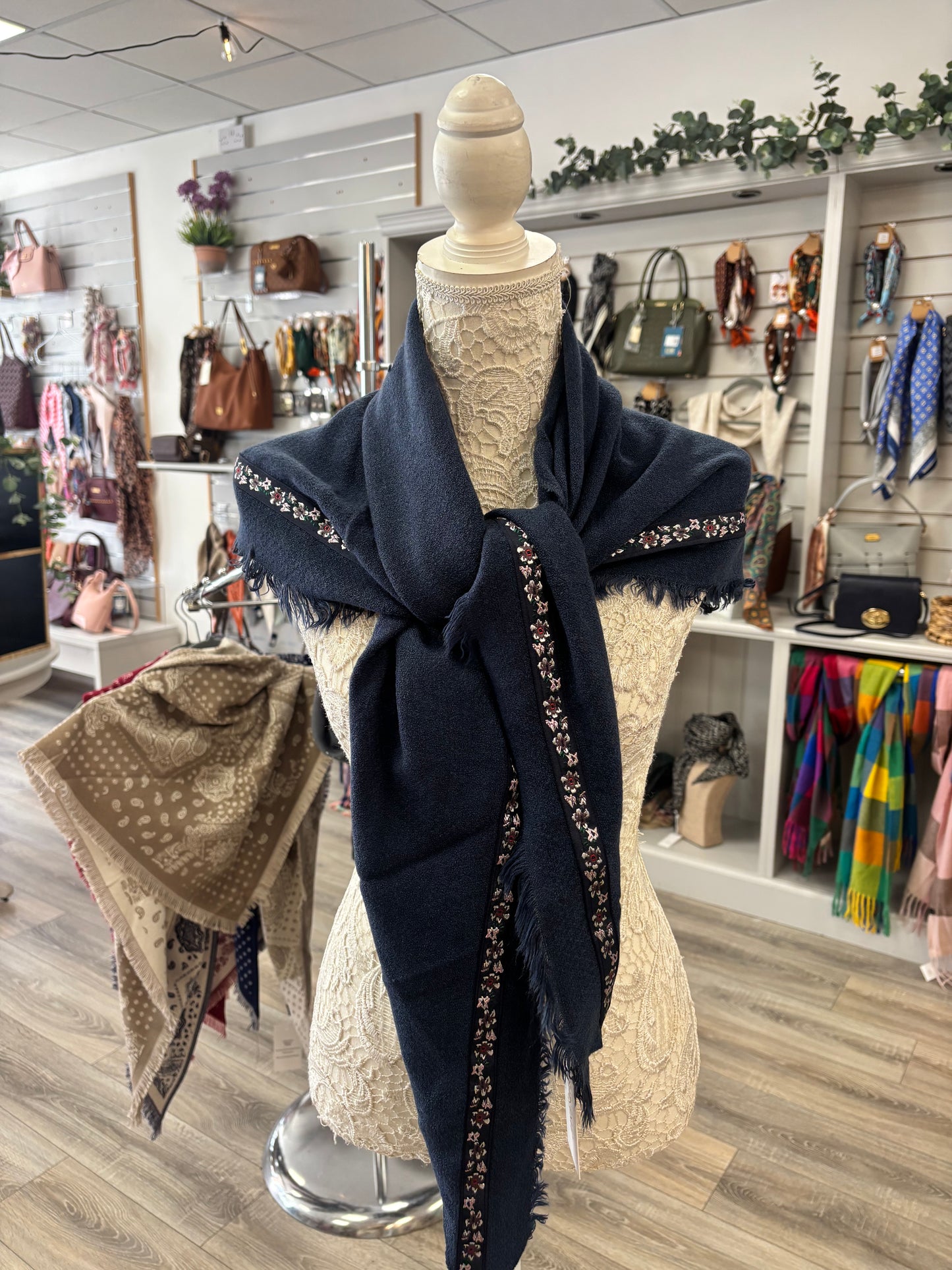 Willow frayed edge triangle scarf