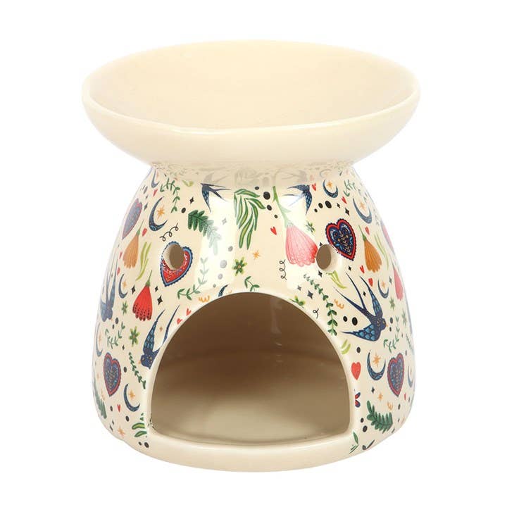 Cream Midnight Bloom Print wax melt burner