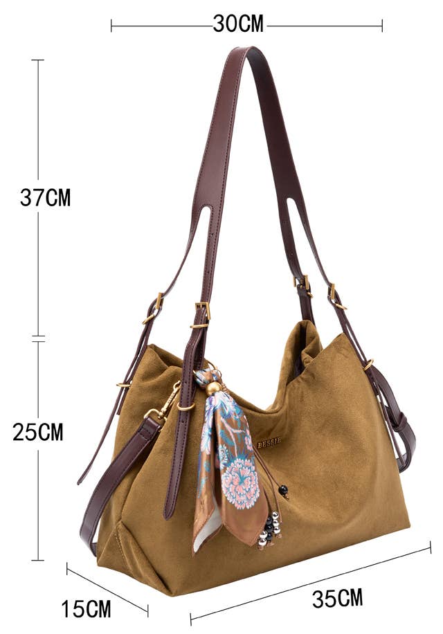 SMITHY SLOUCHY SUEDETTE SHOULDER BAG