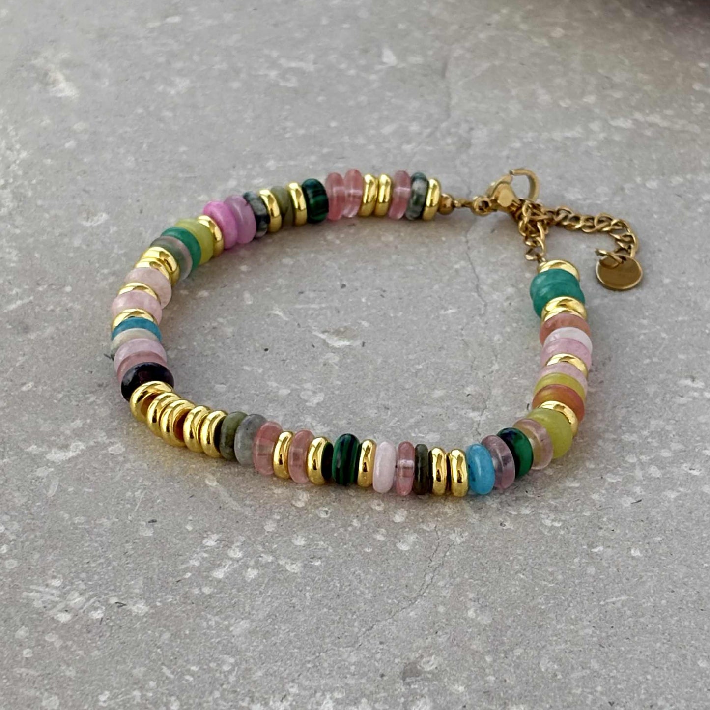 Beaded bracelet -Tarnish Resistant Stone And Gold