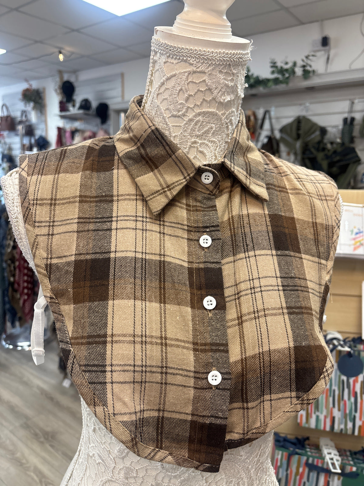Cherith checked mock collar