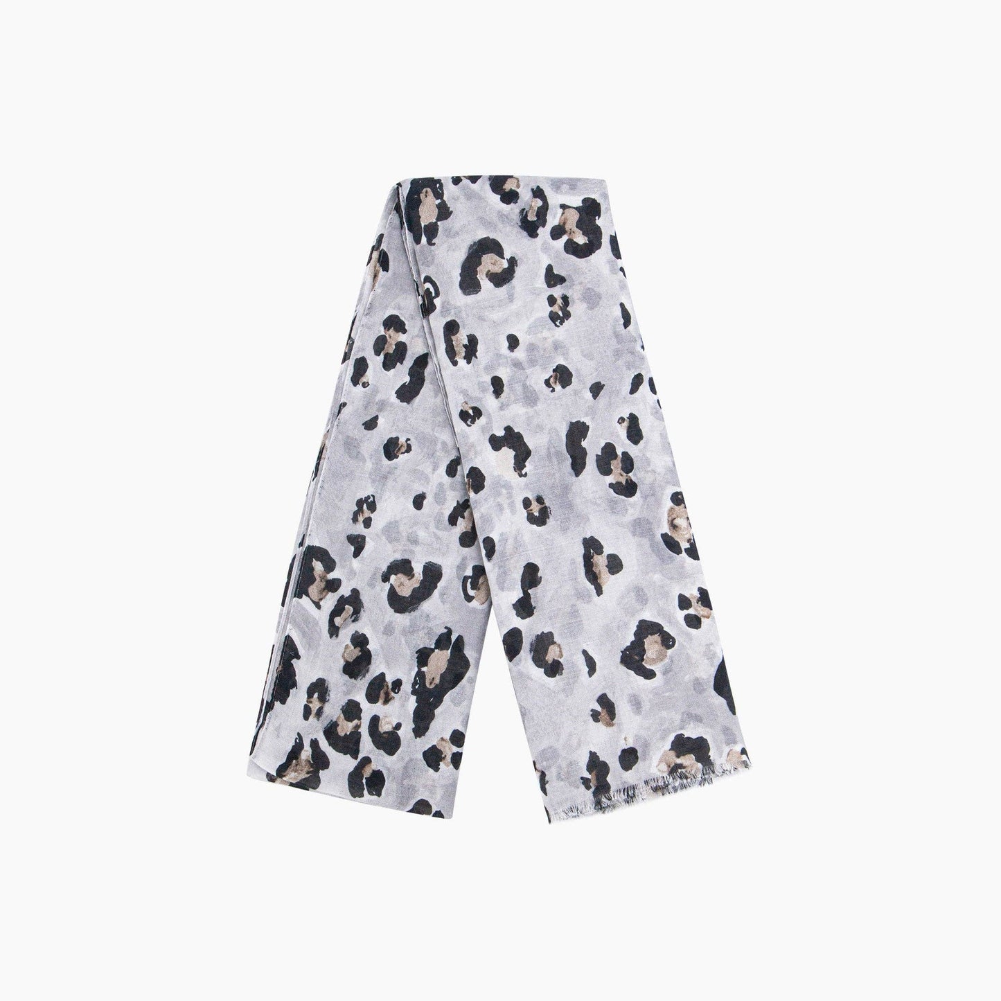 Raya Lightweight Scarf - Grey, Leopard Print