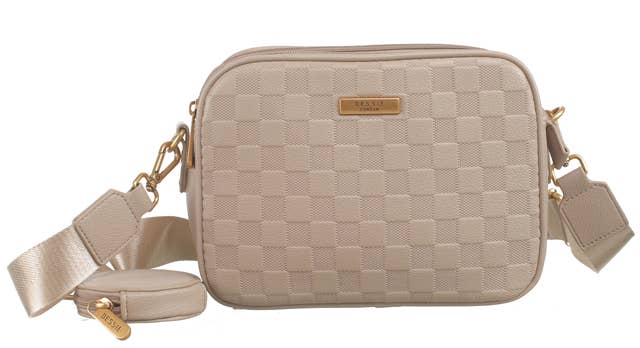 CARLY CHECKERBOARD COIN PURSE CHARM CROSSBODY