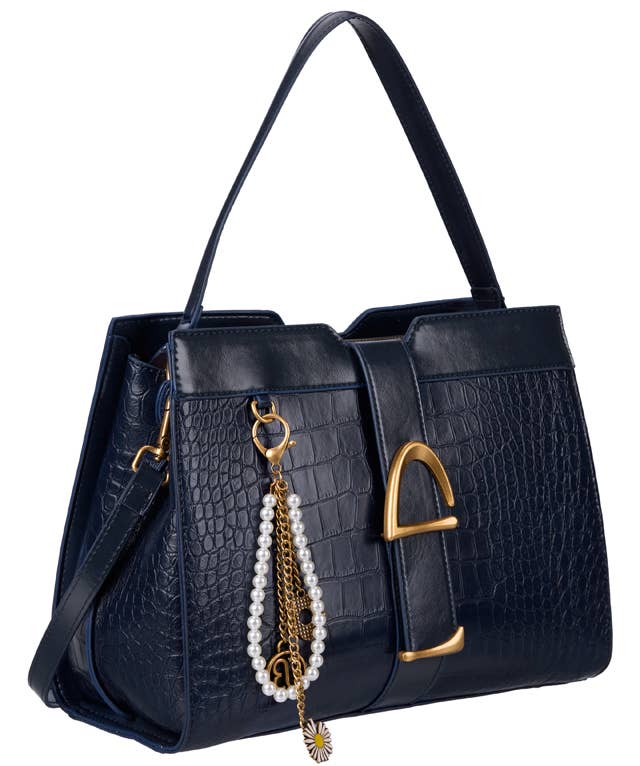 ELSIE EQUESTRIAN BUCKLE CROC TOTE