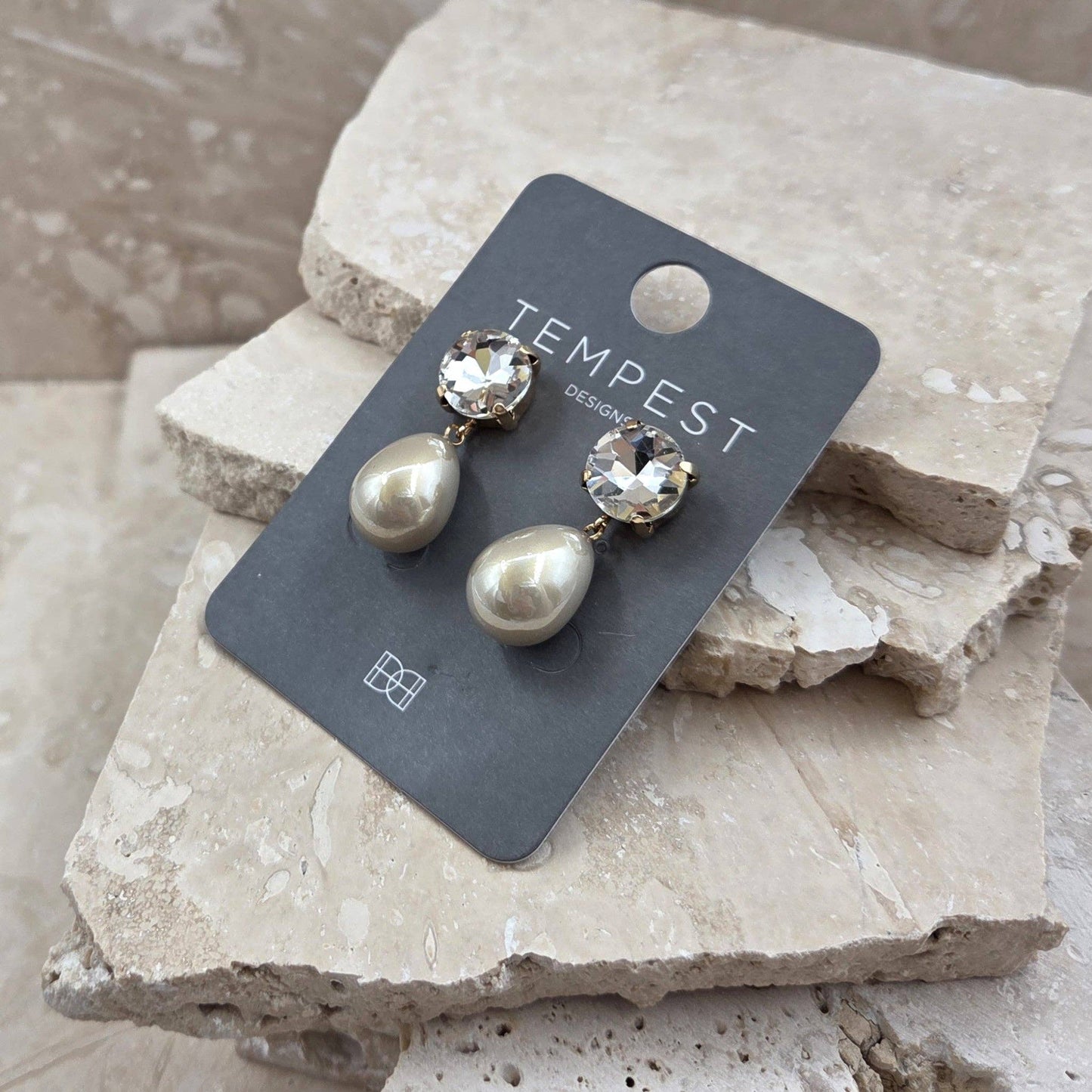 Chelsea Classy coloured pearl drop earrings with crystal post