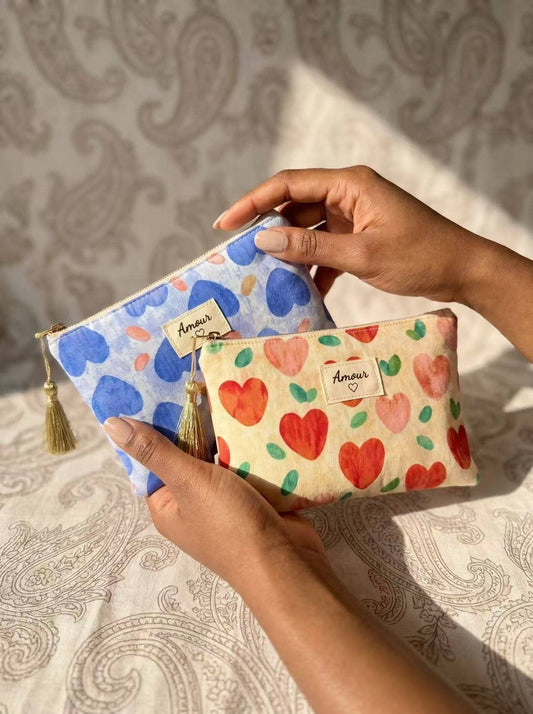 Amour cotton pouches 14x20 cm,