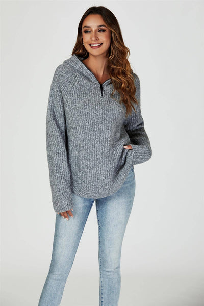 Luna 1/4 zip Knit Hoodie