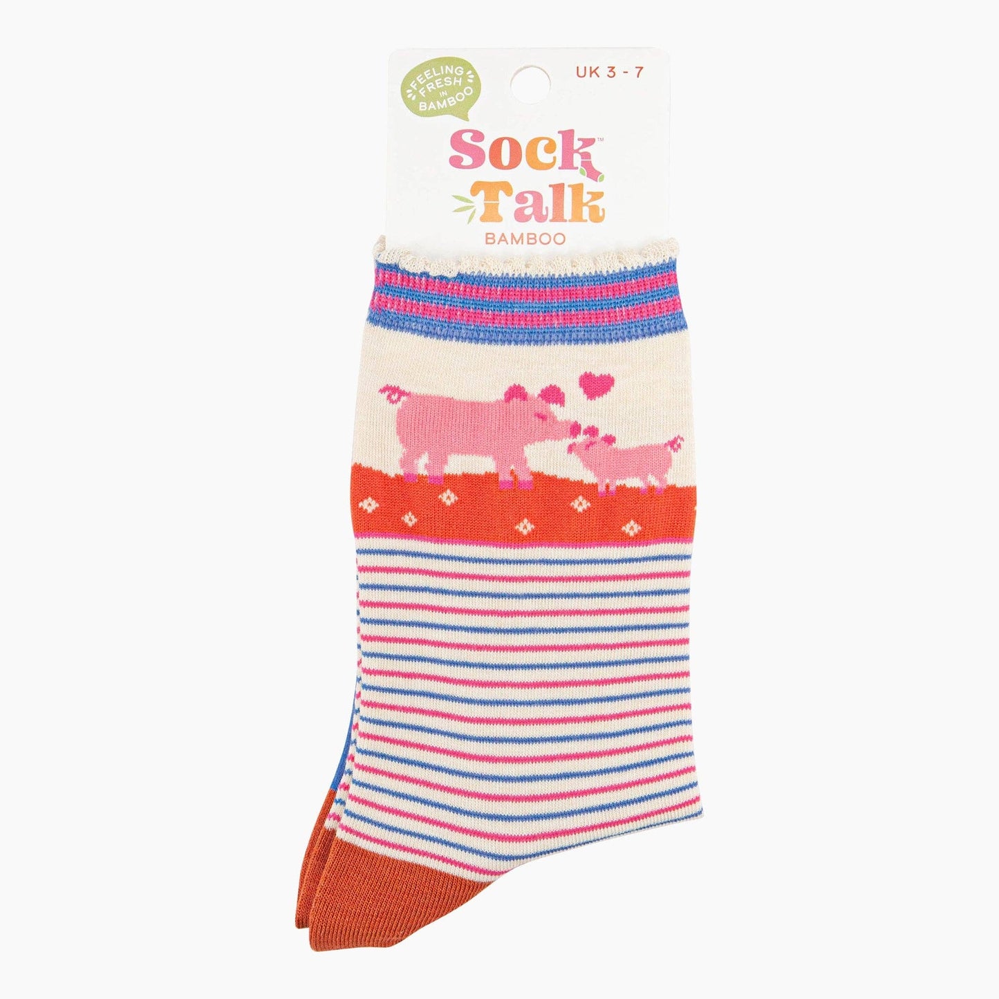 Women's Bamboo Socks - Cream, Pig & Piglet