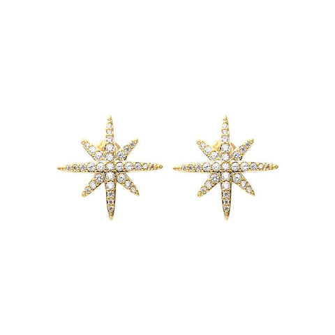 Small 8 Point Crystal Star Earring in Gold