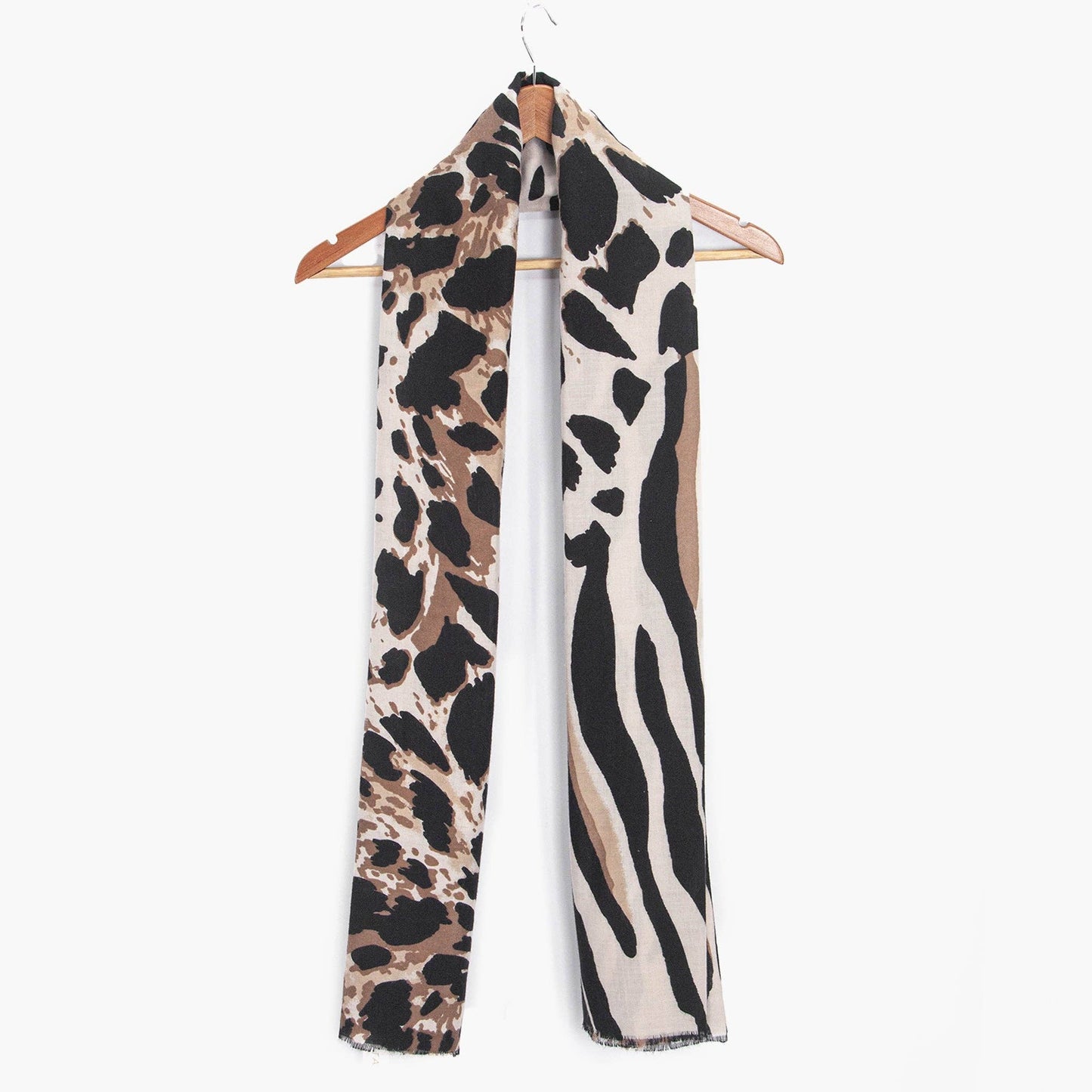 Greta Cream Animal Print Lightweight Scarf
