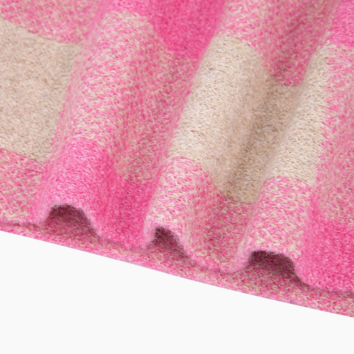 Cheryl Check Triangle Heavyweight Scarf in Pink/Cream