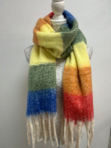 Eliza Heavyweight Scarf - Horizontal Rainbow Stripe