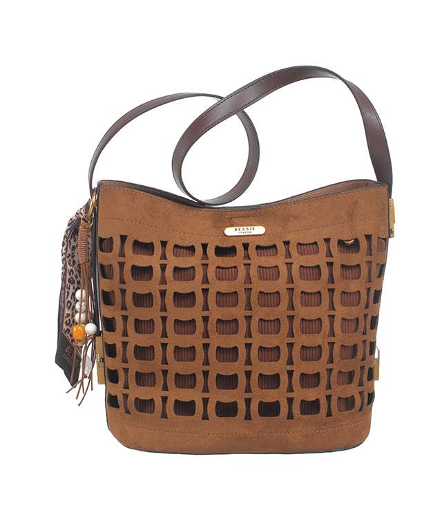 GINA GEOMETRIC SUEDETTE SHOULDER BAG