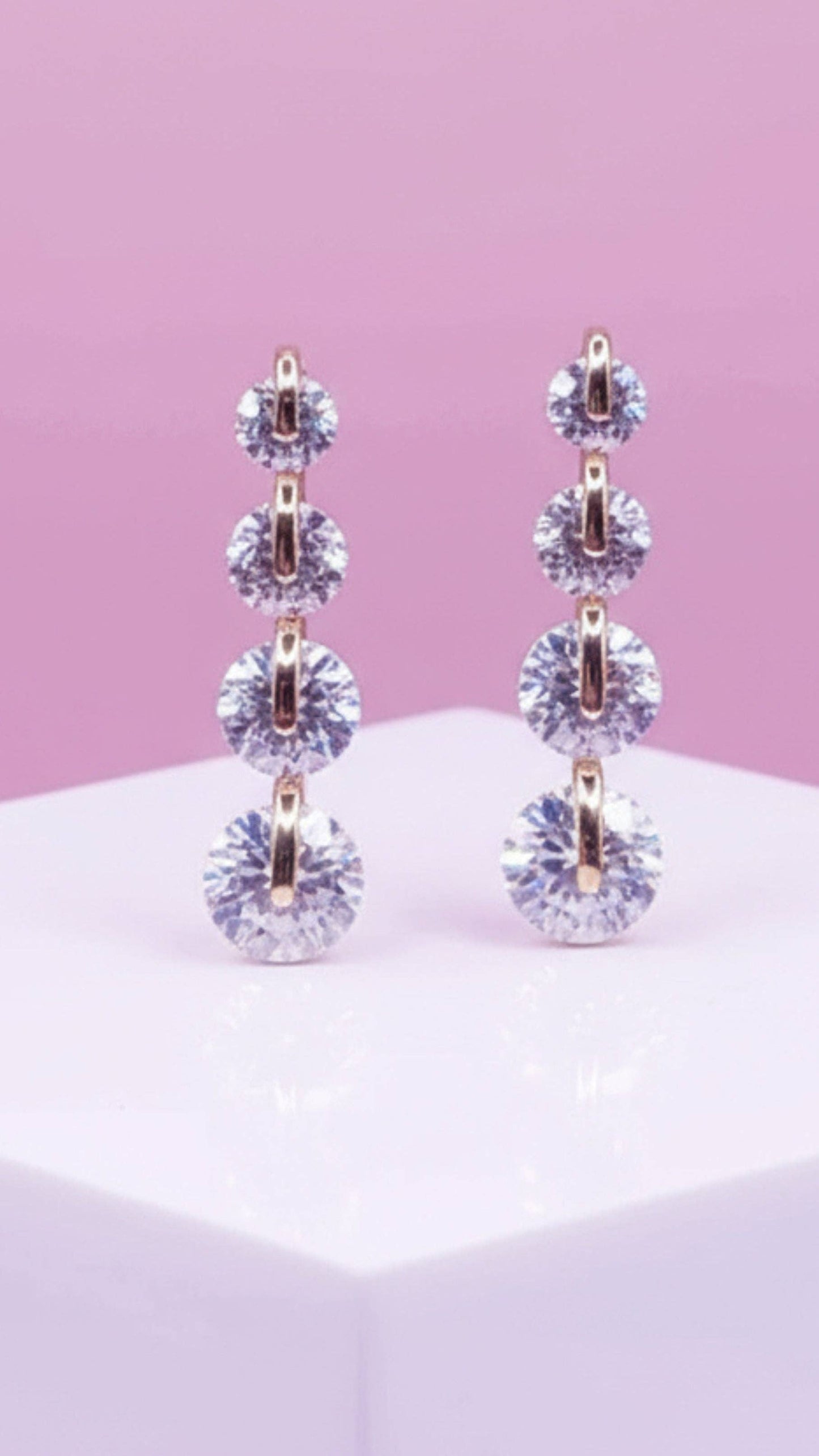 Brilliant Cut Long Crystal Stud Earrings
