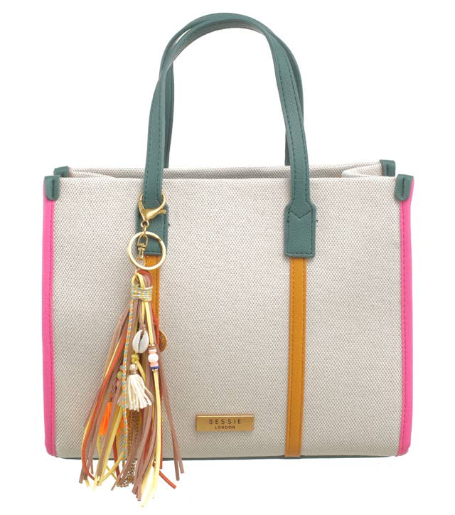CHLOE CANVAS COLOURFUL STRIPED TOTE