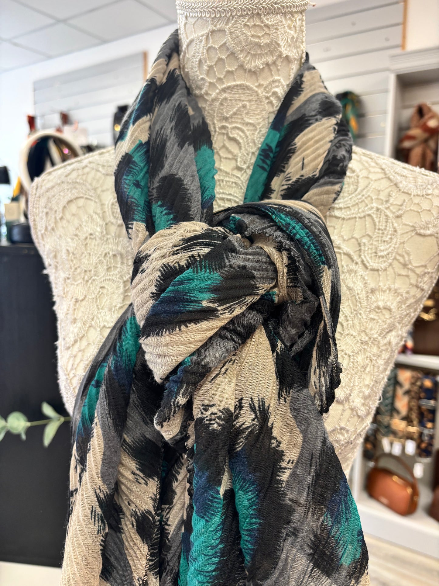 Mona pleaded animal print scarf