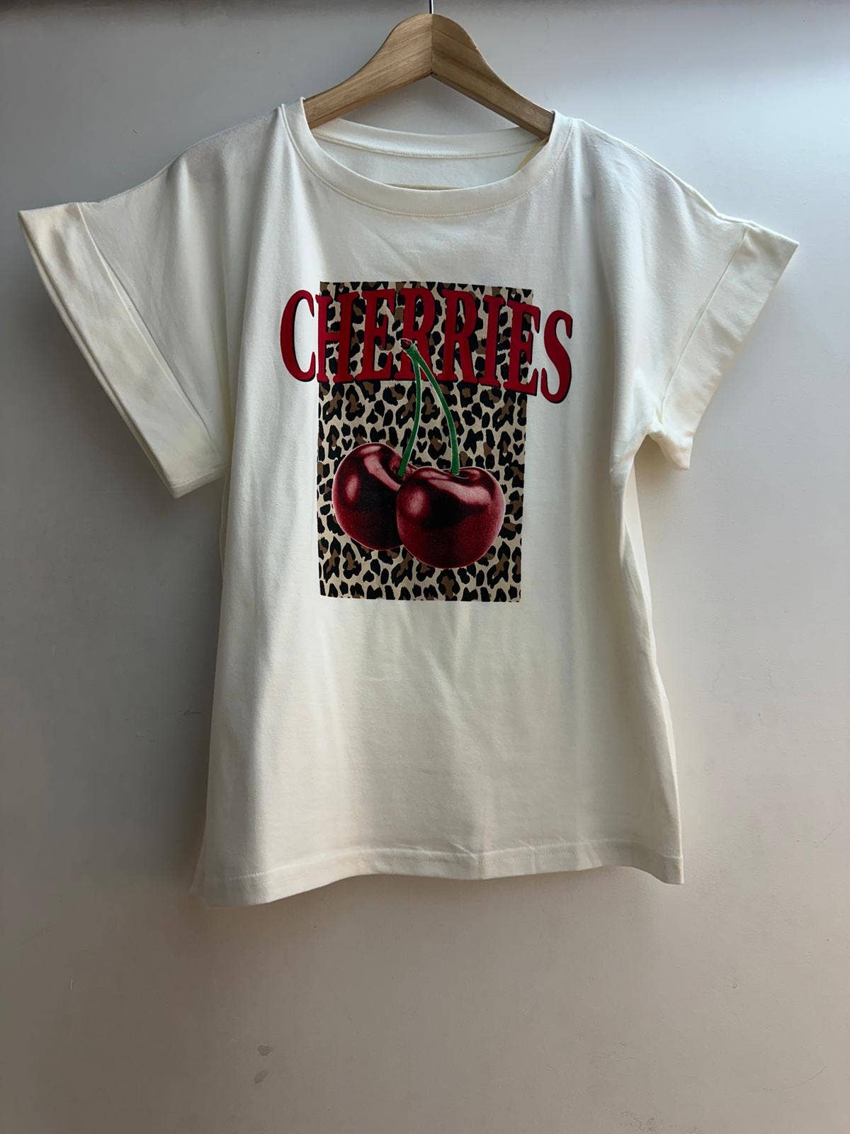 Cherry Printed T-shirt- white
