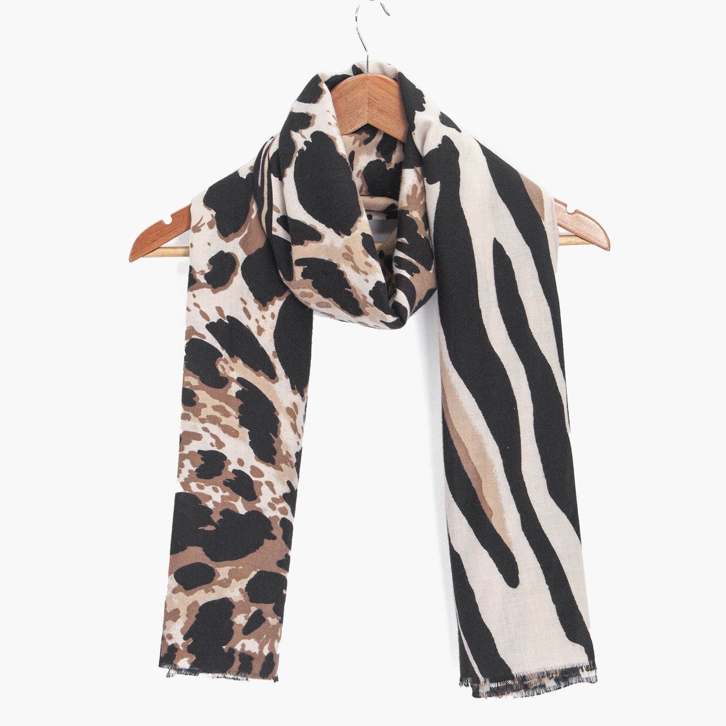 Greta Cream Animal Print Lightweight Scarf