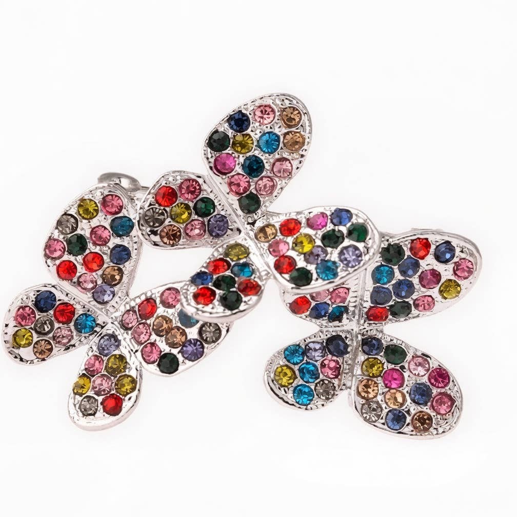 Sparkle Butterfly Brooch – Silver & Multicolour