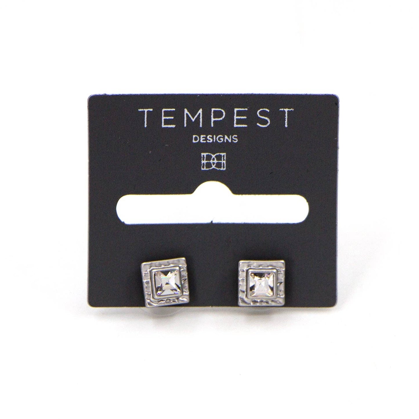 Hollie Mini diamante square earrings with retro style