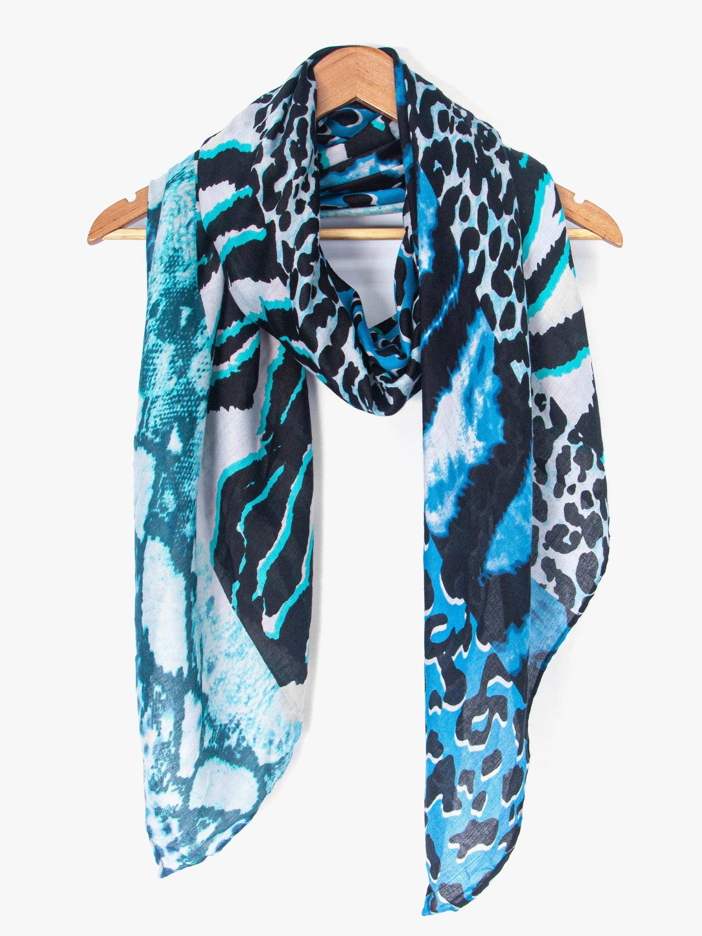 Greta Lightweight Scarf - Blue, Animal