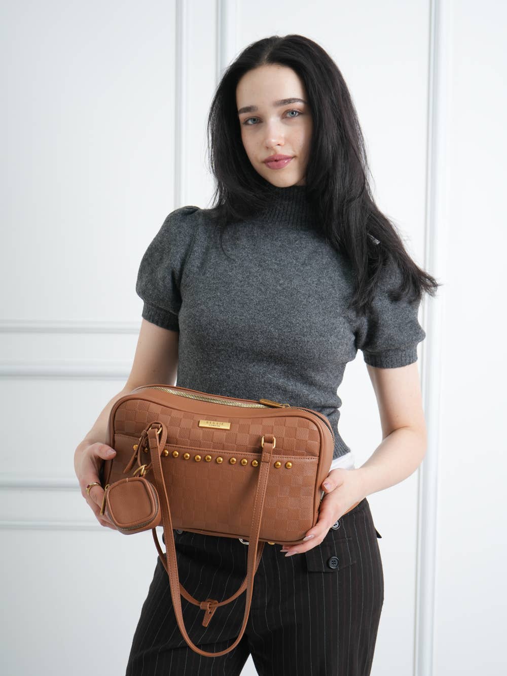 Ember EMBOSSED SHOULDER BAG WITH TINY COIN BAG