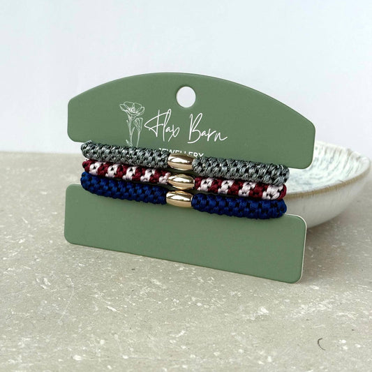 "Midnight Cranberry" Pack of 3 Elasticated Cord Hairbands