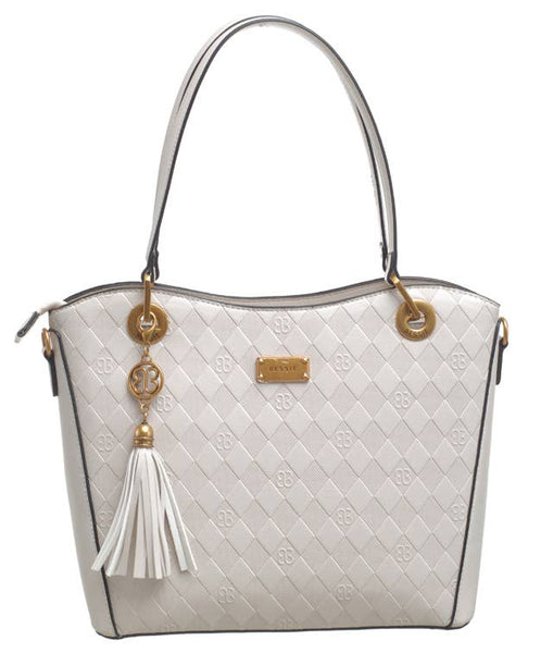 GRID SHOULDER BAG WITH TASSEL