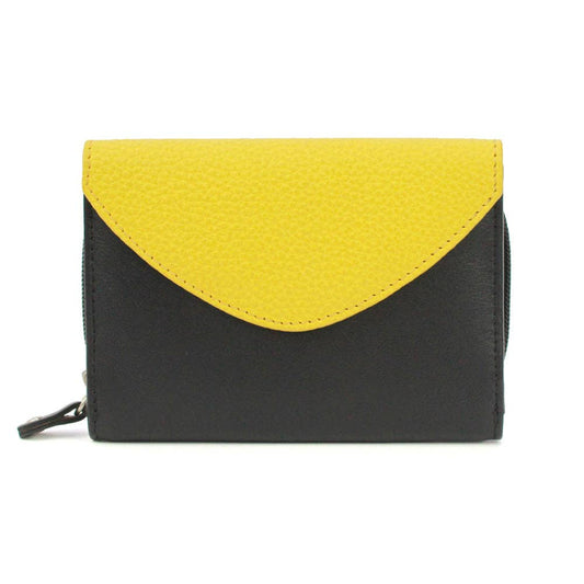 Una Leather Wallet with Colour Block Panel