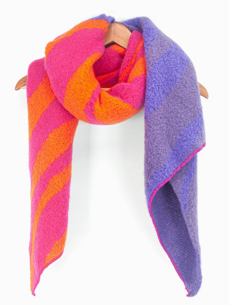 Zia Heavyweight Scarf - Fuchsia/Orange, Animal Stripe