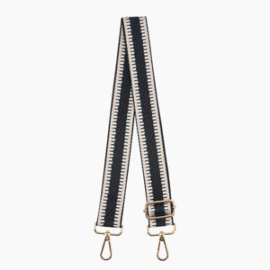 Emerson Woven Bag Strap - Black, Striped Trim