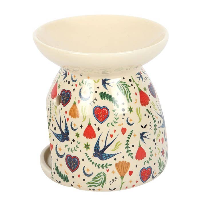 Cream Midnight Bloom Print wax melt burner