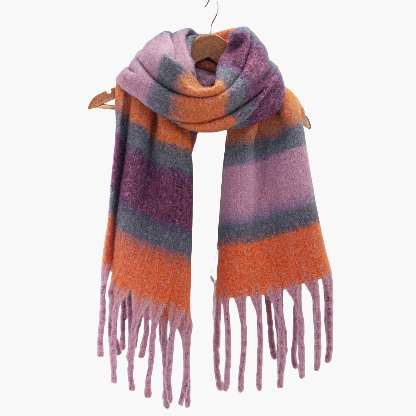 Blair Lilac/Orange Colour Block Stripe Heavyweight Scarf