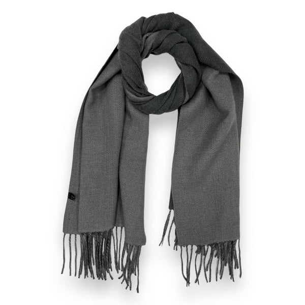 Reversible two tone coloured plain cashmere blend scarf