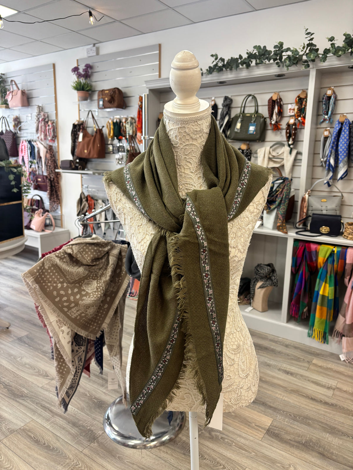 Willow frayed edge triangle scarf