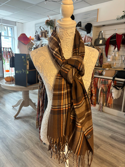 Elsa brown mix tartan scarf