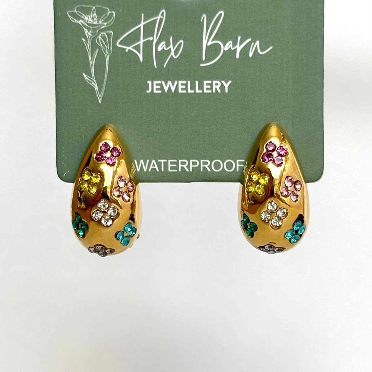 Flora Tarnish Resistant Zirconia Flower Teardrop Studs