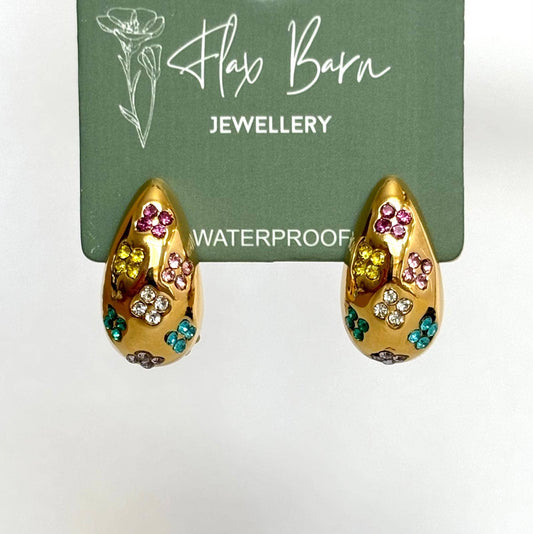 Flora Tarnish Resistant Zirconia Flower Teardrop Studs