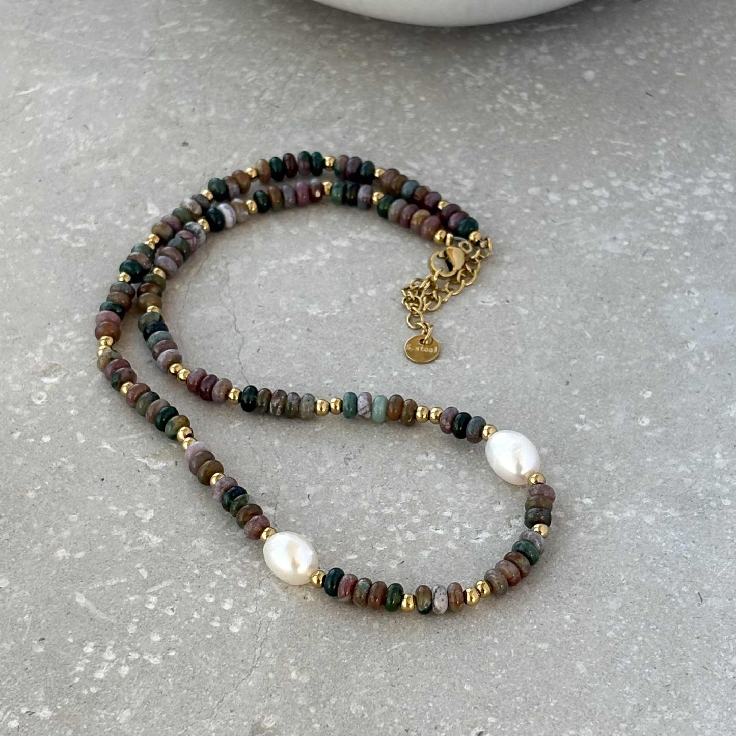 Beaded necklace -brown And Green Earthy Toned