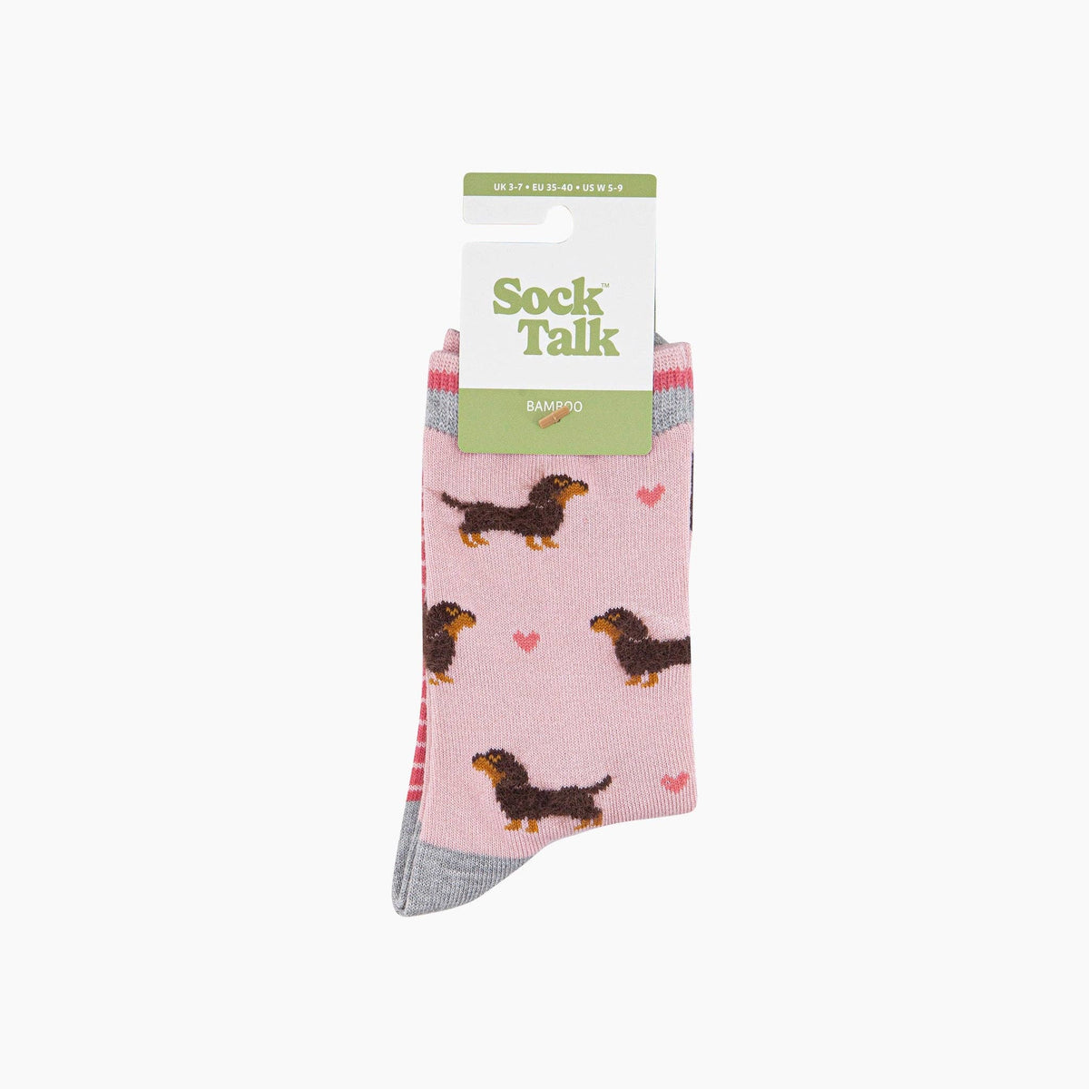 Sausage Dogs Hearts Fluffy Bamboo Socks in Pink