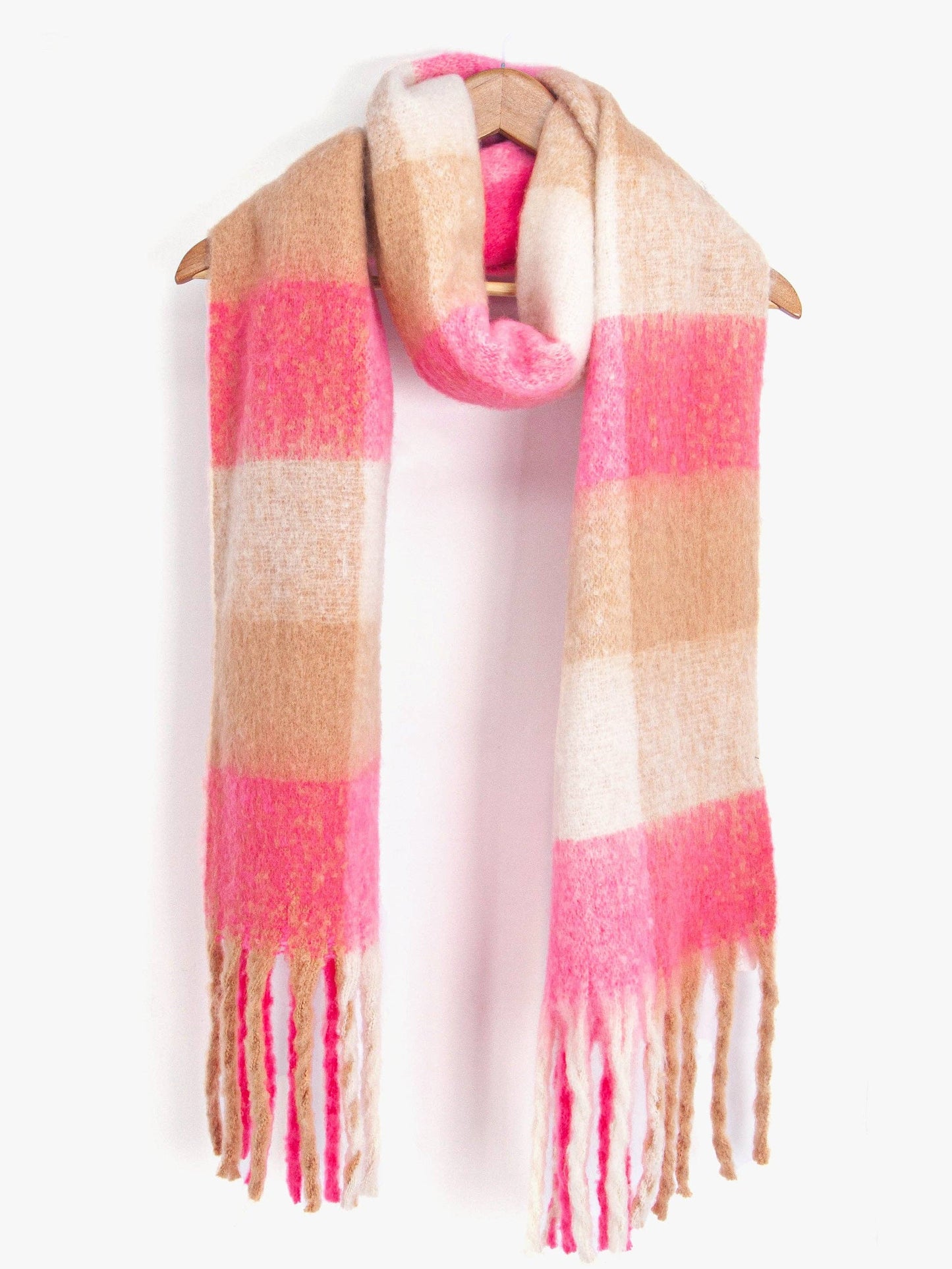 Allie Heavyweight Scarf - Pink, Square Colour Block