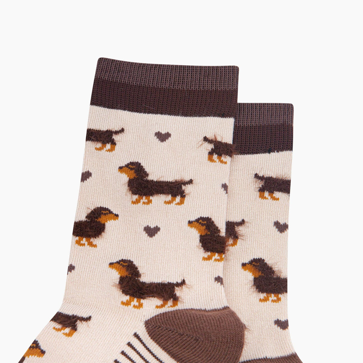 Cream Sausage Dog Women's Fluffy Bamboo Socks