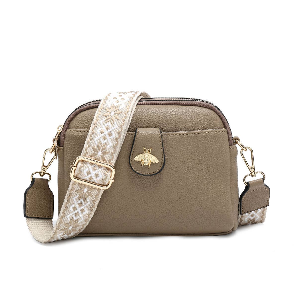 Layla Bee Cross Body Handbag with double zip top sections