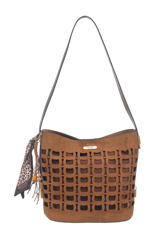 GINA GEOMETRIC SUEDETTE SHOULDER BAG