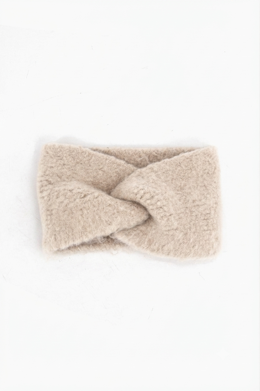 Winter Knitted Headband in Beige