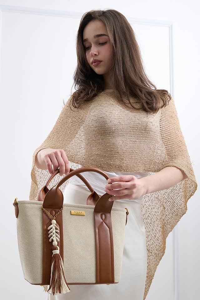 Betsy BOHO CANVAS CITY SHOPPER WITH TASSEL