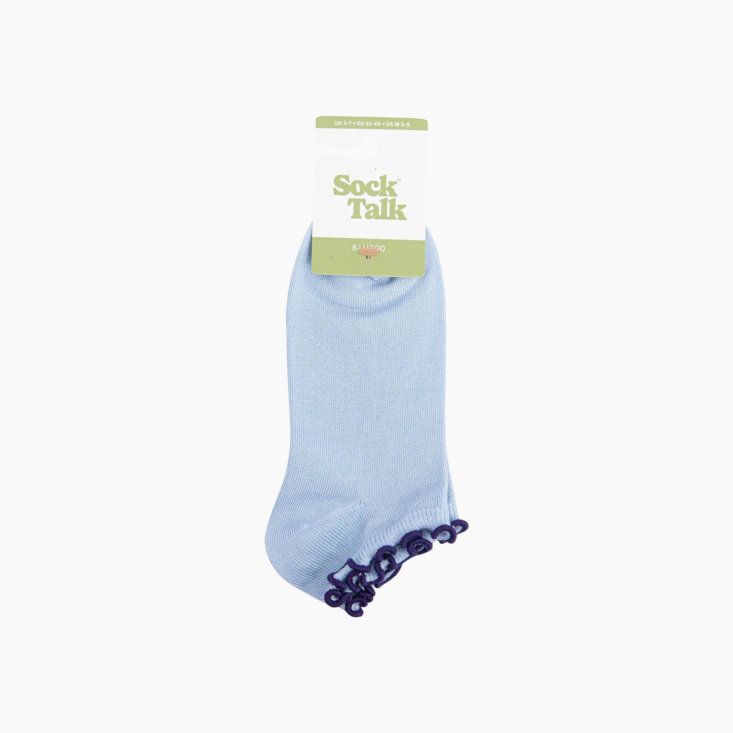 Frilly Trim Bamboo Trainer Socks in Blue/Navy