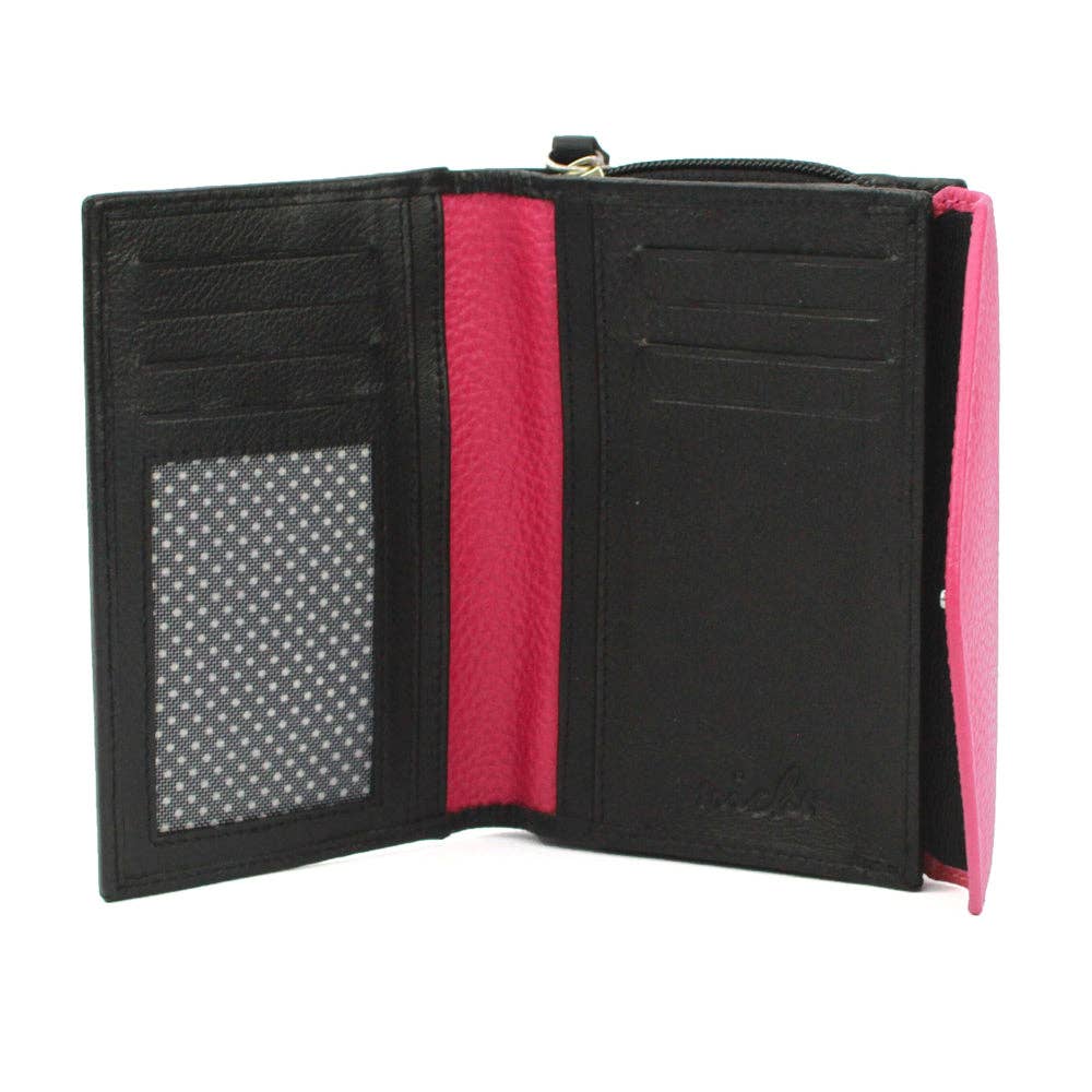 Una Leather Wallet with Colour Block Panel