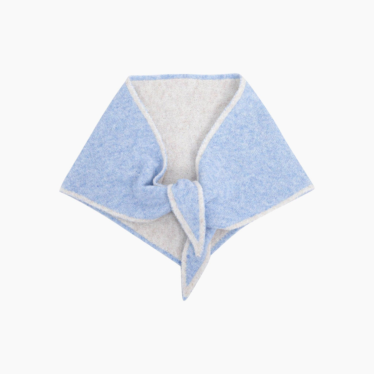 Chloe Contrast Trim Triangle Heavyweight Scarf in Light Blue/Cream