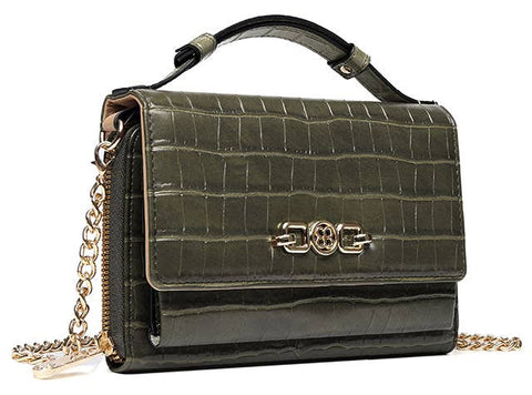 CHERYL SMALL CROC PRINT TOP HANDLE WALLET BAG